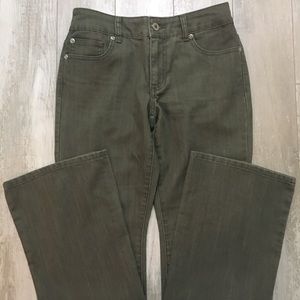 Chico’s Platinum Flare Denim olive green boot cut XS